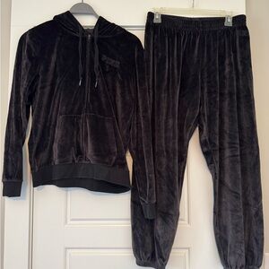 PINK Victoria's Secret Black Velour Loungewear Set